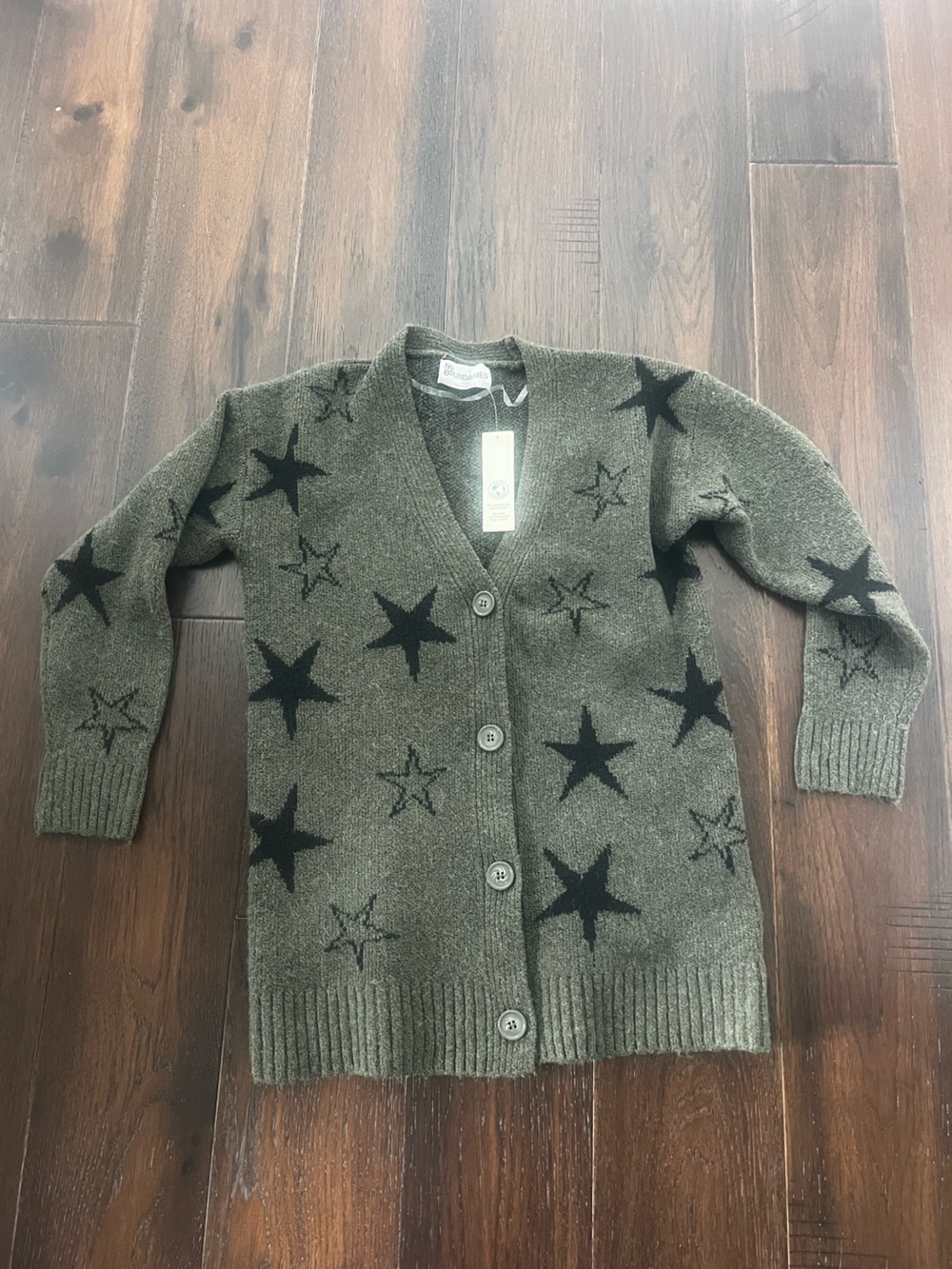 Conversational cardigan in olive